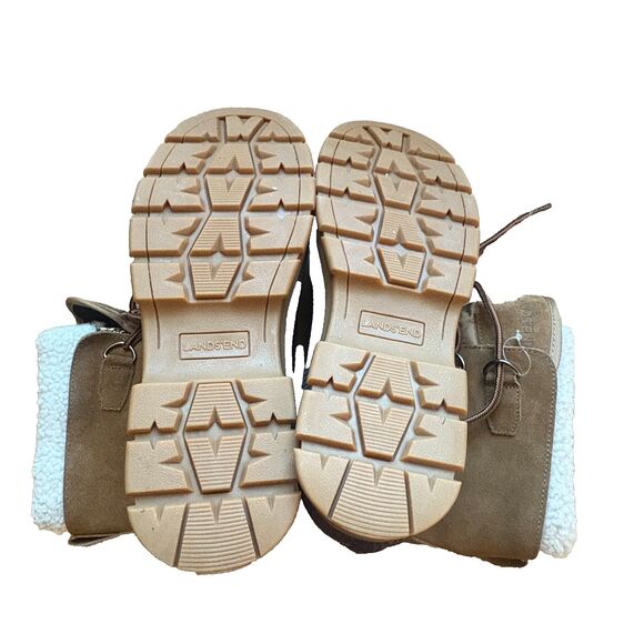 Lands End Expedition Boots Mens 10D Caramel Brown 487501 Suede Snow Mid Calf - Picture 5 of 6